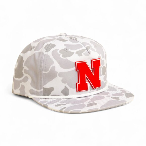 Nebraska Cornhuskers Scarlet 3D Umpqua Rope Hat- Blizzard Duck Camo/ White - Picture 2 of 3